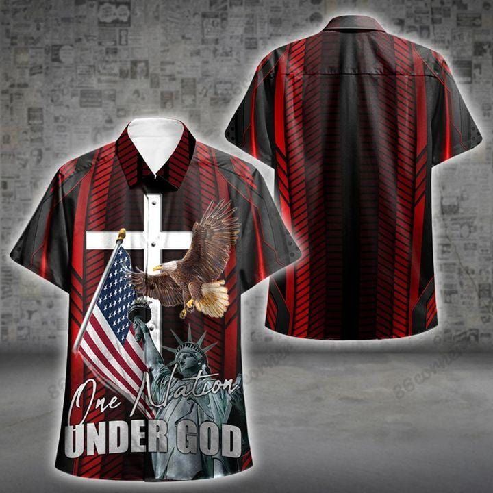 Felacia [Hawaii Shirt] God Bless and Eagle Under God Hawaiian Aloha Shirts-ZX2785